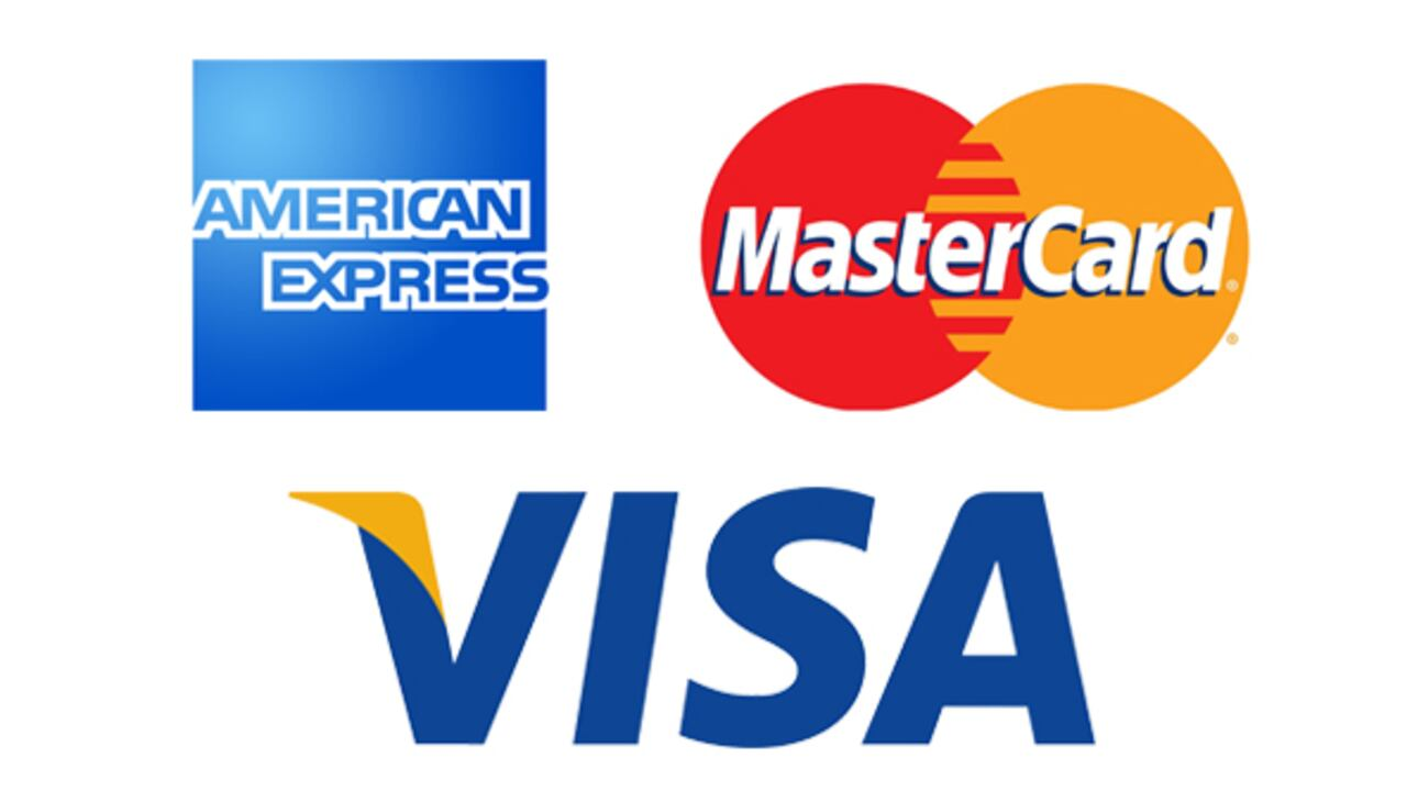 Logos de Visa, Mastercard y American Express
